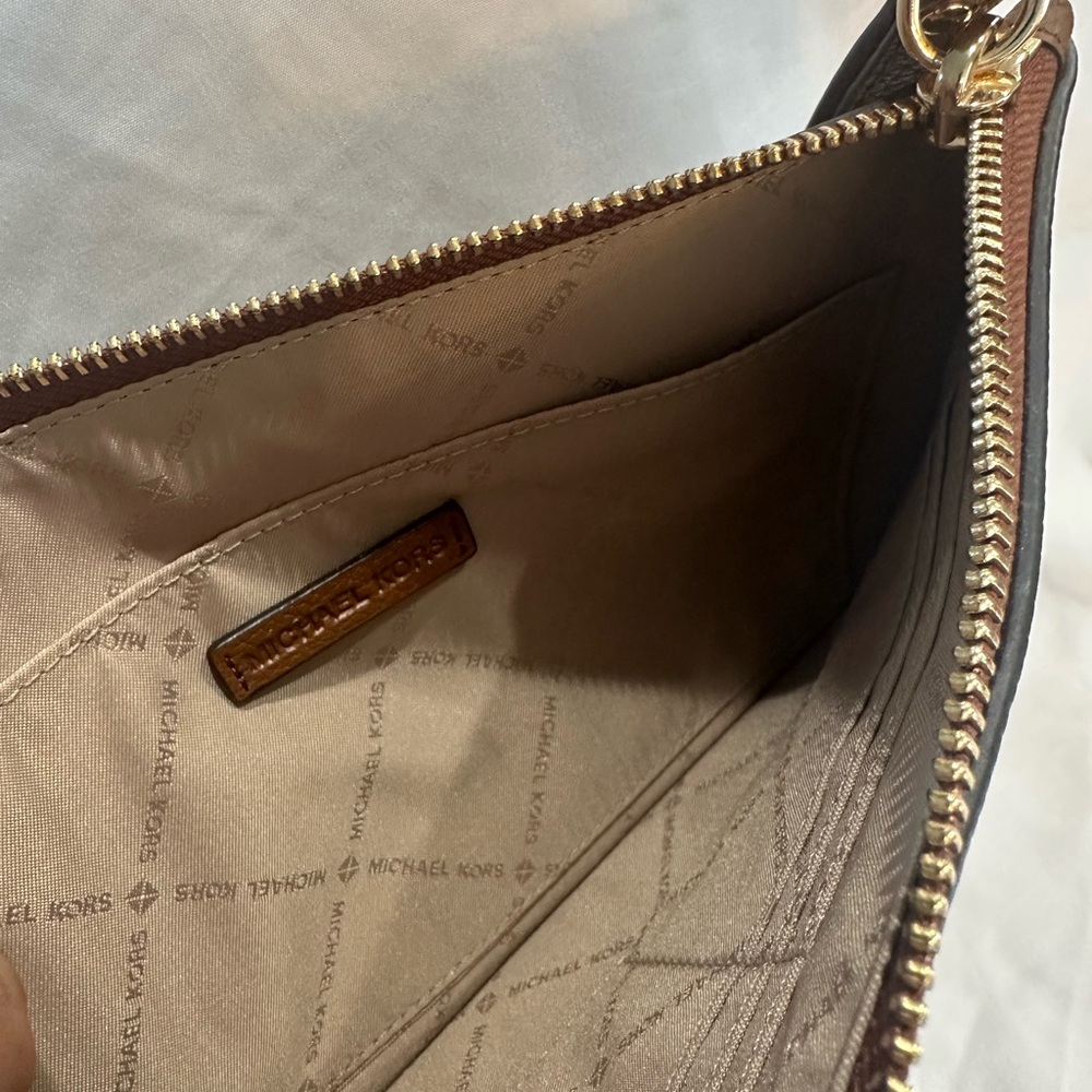 Michael Kors Tan Leather Pouch with Gold Accents